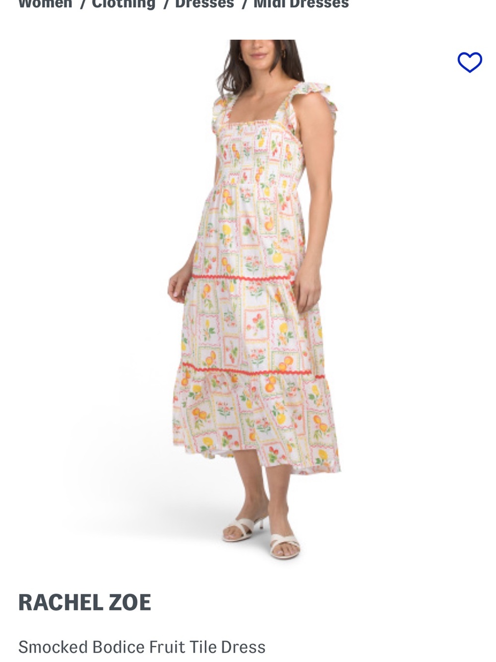 Rachel Zoe White Maxi Dress with Yellow & Green Fruit Print